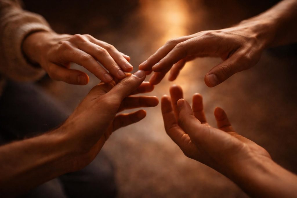 Intertwined hands in soft light (Copy)